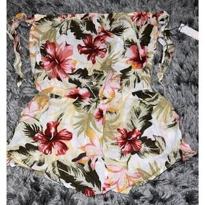 Forever 21 Swimsuit Coverup Romper Women Small Short Floral Beach Swim Wear